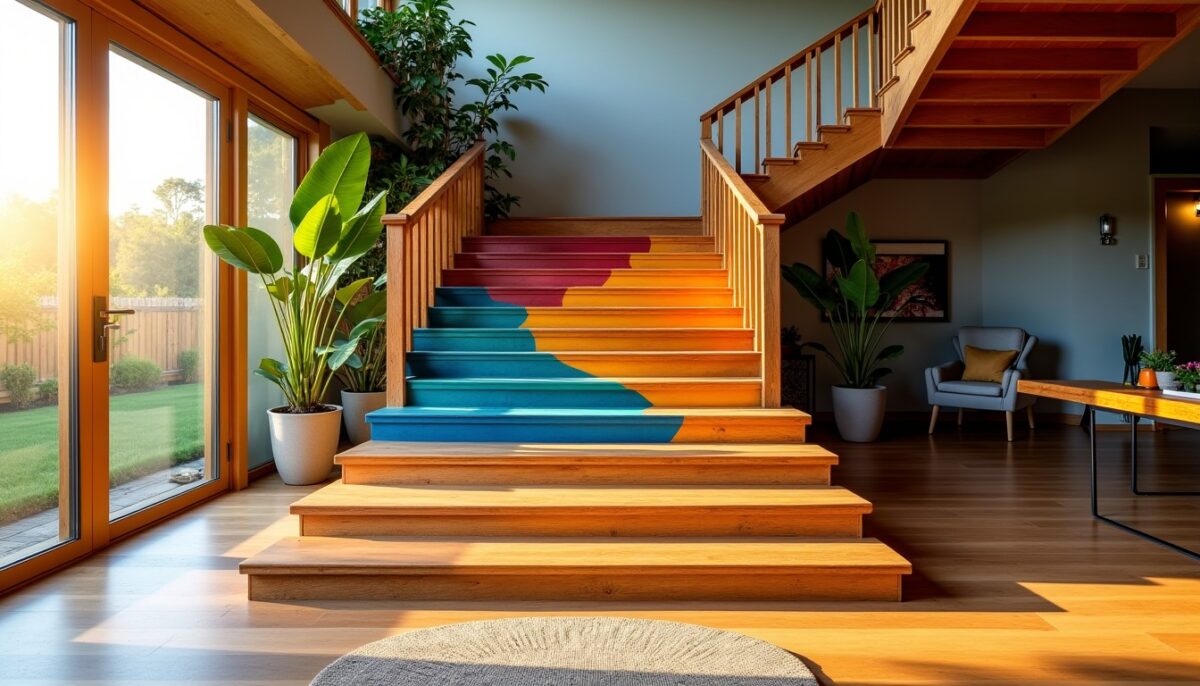 Idées créatives pour sublimer vos escaliers en bois avec la peinture